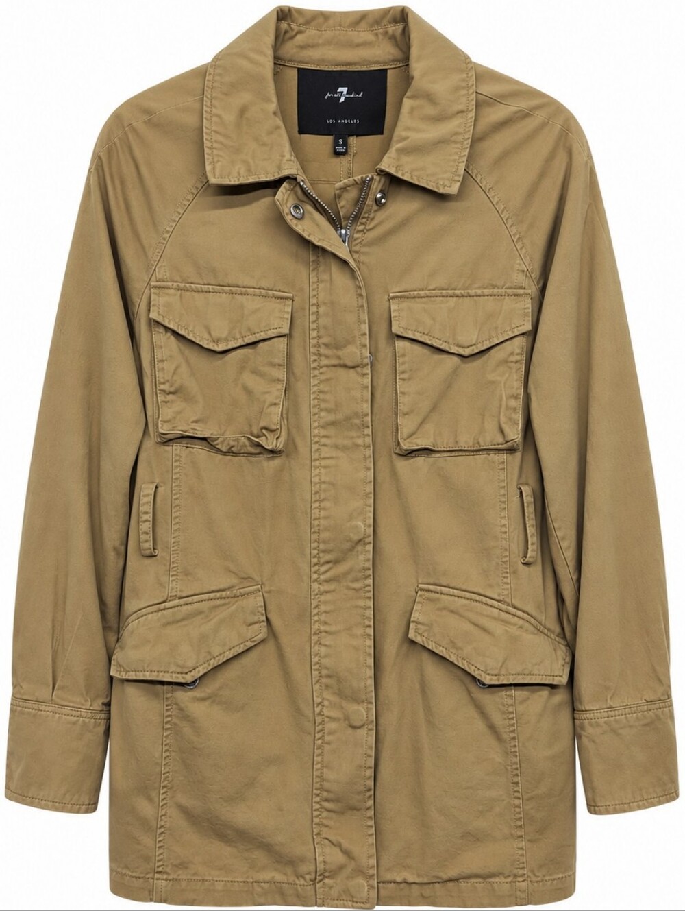 7 For All Mankind Tan Utility Jacket with Multiple Pockets